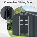 Outdoor Storage Shed With Sloping Top And Sliding Doors-Grey