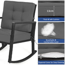 Outdoor Wicker Rocking Chair with Heavy-Duty Steel Frame-Grey