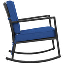 Outdoor Wicker Rocking Chair with Heavy-Duty Steel Frame-Navy
