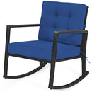 Outdoor Wicker Rocking Chair with Heavy-Duty Steel Frame-Navy