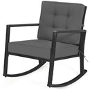 Outdoor Wicker Rocking Chair with Heavy-Duty Steel Frame-Grey