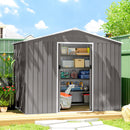 Outsunny 8 X 6ft Garden Storage Shed With Double Door, Light Grey