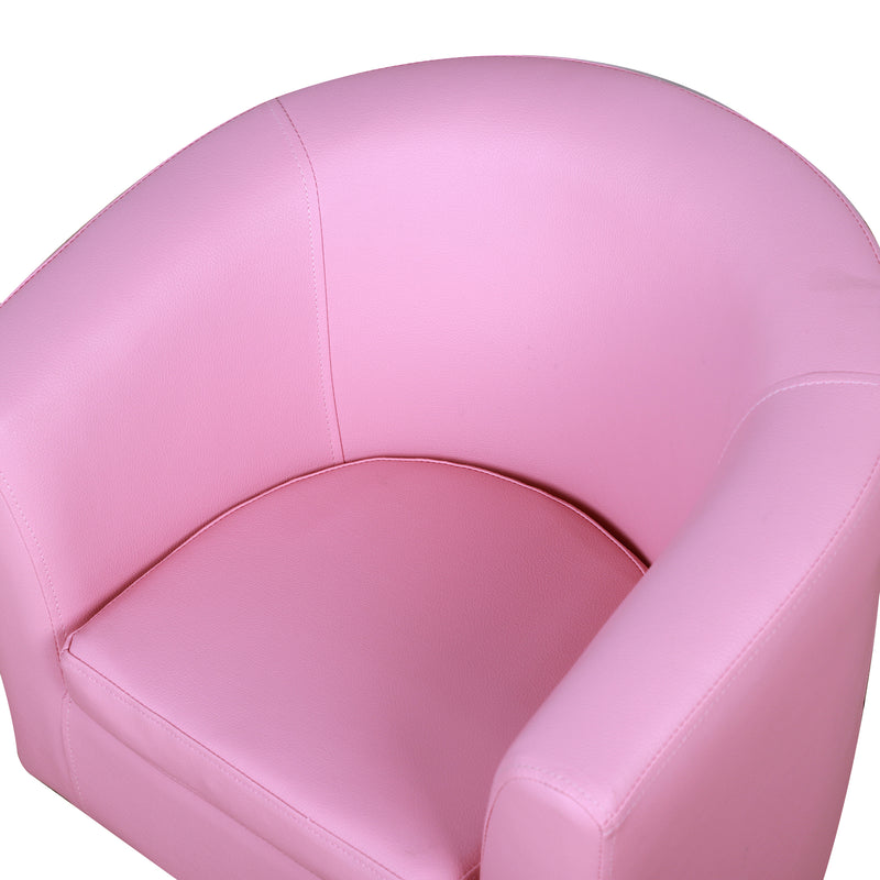 HOMCOM Kids PVC Upholstered Armchair w/ Foot Stool Pink