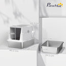 PawHut Extra Large Stainless Steel Cat Litter Tray with Scoop, Flip Top