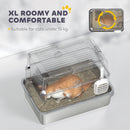 PawHut Extra Large Stainless Steel Cat Litter Tray with Scoop, Flip Top