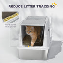 PawHut Extra Large Stainless Steel Cat Litter Tray with Scoop, Flip Top