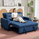 HOMCOM 2 Seater Pull Out Sofa Bed with Pockets for Living Room, Dark Blue