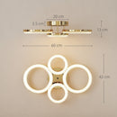 HOMCOM Modern 4-Ring Flush Mount Ceiling Light, LED Ceiling Light, Gold