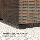 Outsunny Outdoor Coffee Table, Glass Top Rattan Side Table