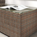 Outsunny Outdoor Coffee Table, Glass Top Rattan Side Table