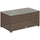 Outsunny Outdoor Coffee Table, Glass Top Rattan Side Table
