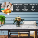Outsunny Square Patio Table, Glass Top Garden Dining Table 100 X 100cm
