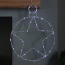 49cm Battery Powered Light up Christmas Silver Star Ball with Twinkling White LEDs