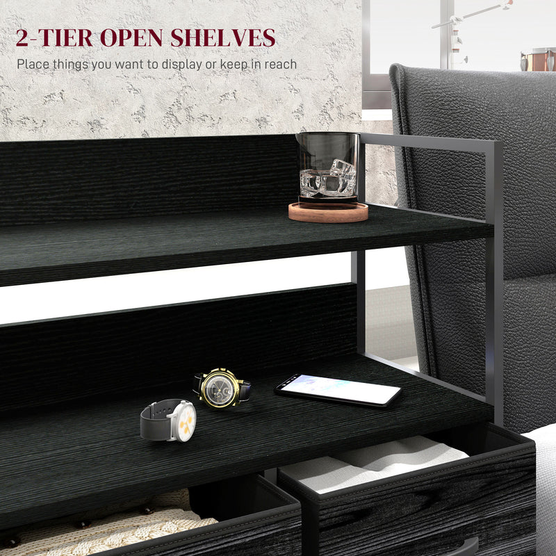HOMCOM Bedroom Chest of Drawers 5 Drawer Dresser w/ Shelves