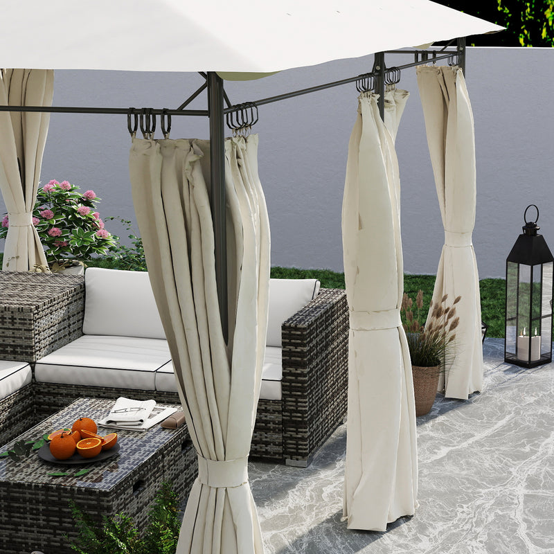 Outsunny 3 x 4m Garden Gazebo with Sides, Double Roof Metal Gazebo, White
