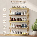 HOMCOM Bamboo Shoe Rack, Folding Shoe Shelf