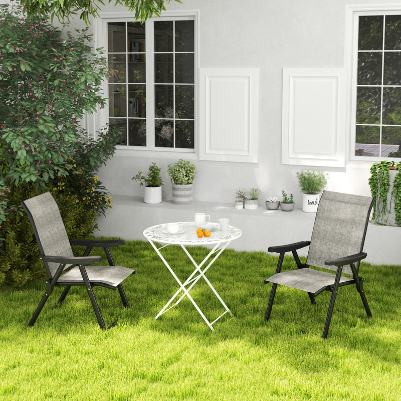 Outsunny 2PCS Folding Chair w/ Breathable Mesh Fabric Seat, Black and Grey