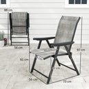 Outsunny 2PCS Folding Chair w/ Breathable Mesh Fabric Seat, Black and Grey
