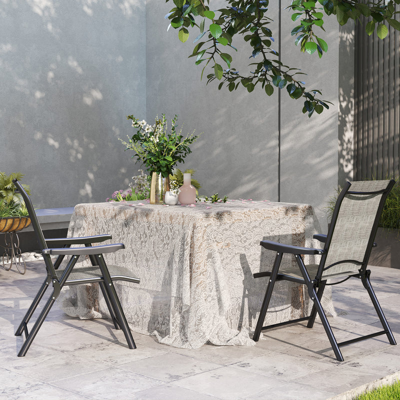 Outsunny 2PCS Folding Chair w/ Breathable Mesh Fabric Seat, Black and Grey