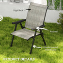 Outsunny 2PCS Folding Chair w/ Breathable Mesh Fabric Seat, Black and Grey