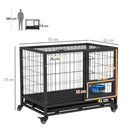 PawHut Heavy Duty Dog Crate on Wheels w/ Bowl Holder, Removable Tray
