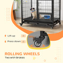 PawHut Heavy Duty Dog Crate on Wheels w/ Bowl Holder, Removable Tray