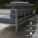 Outsunny 3-Seater Aluminium Garden Bench w/ Cushions, Backrest & Armrest, Grey