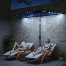 Outsunny 2.6 m Half Parasol with Solar Lights, UPF50+ Semi Round Umbrella
