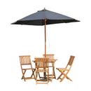 Outdoor 4 Person Folding Square Wooden Garden Dining Table Chairs Black Parasol and Base Set