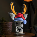40cm Light Up Christmas Deer Head In Santa Hat Infinity Decoration With LEDs