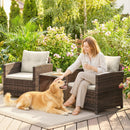 Outsunny Rattan Garden Furniture Bistro Set with Cushion, Mixed Brown
