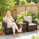 Outsunny Rattan Garden Furniture Bistro Set with Cushion, Mixed Brown