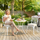 Outsunny 3 PCs Aluminium Garden Coffee Table Set W/ Parasol Hole & Cushions