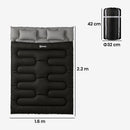 Outsunny Double Sleeping Bag With 2 Pillows, 220 X 160cm Sleeping Bag Black