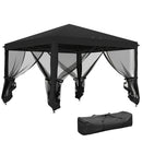 Outsunny Heavy Duty Pop Up Gazebo with Removable Mesh Sidewall Khaki