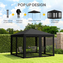 Outsunny Heavy Duty Pop Up Gazebo with Removable Mesh Sidewall Khaki