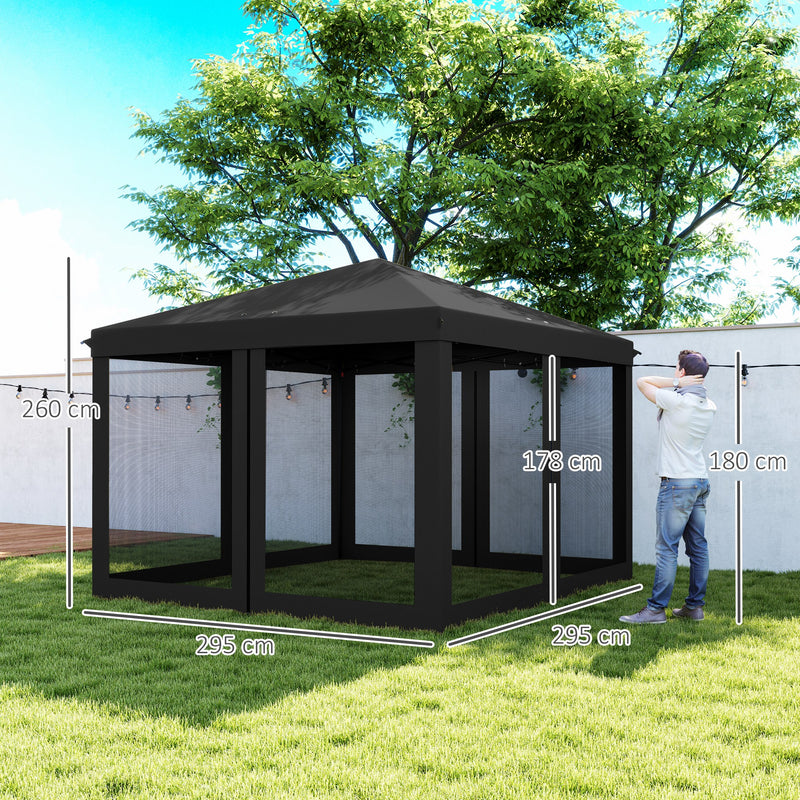 Outsunny Heavy Duty Pop Up Gazebo with Removable Mesh Sidewall Khaki