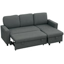 HOMCOM Pull Out Sofa Bed L Shape Corner Sofa w/ Reversible Chaise Charcoal grey