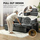 HOMCOM Pull Out Sofa Bed L Shape Corner Sofa w/ Reversible Chaise Charcoal grey