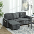 HOMCOM Pull Out Sofa Bed L Shape Corner Sofa w/ Reversible Chaise Charcoal grey