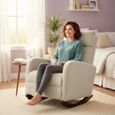 HOMCOM Modern High Back Corduroy Leisure Rocking Chair For Nursery, Beige