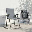 Outsunny Folding Garden Chairs Set of 4 with High Back, Armrests, Light Grey