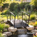 Outsunny 1.2M Metal Garden Bridge with Safety Railings, Outdoor Pond Bridge