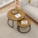HOMCOM 2 Pcs Stacking Coffee Table Set With Steel Frame