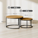 HOMCOM 2 Pcs Stacking Coffee Table Set With Steel Frame