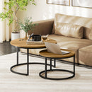 HOMCOM 2 Pcs Stacking Coffee Table Set With Steel Frame
