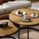 HOMCOM 2 Pcs Stacking Coffee Table Set With Steel Frame