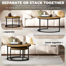 HOMCOM 2 Pcs Stacking Coffee Table Set With Steel Frame