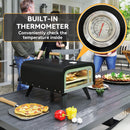 Outsunny Outdoor Tabletop Gas Pizza Oven with 12\" Pizza Stone & Peel, Black