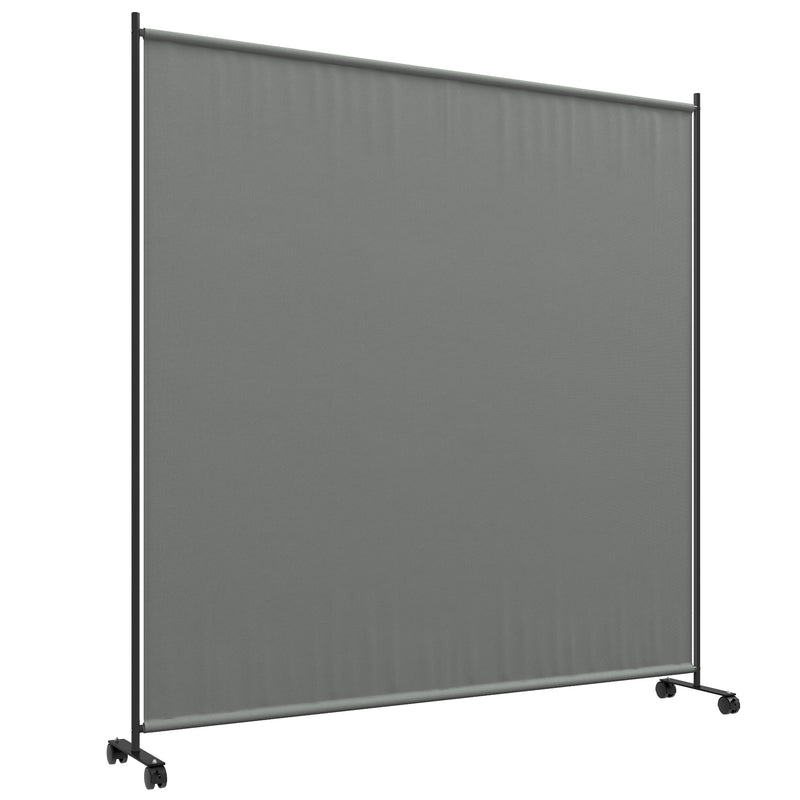 Outsunny Garden Screen with Wheels, 6ft Rolling Privacy Room Divider, Dark Grey
